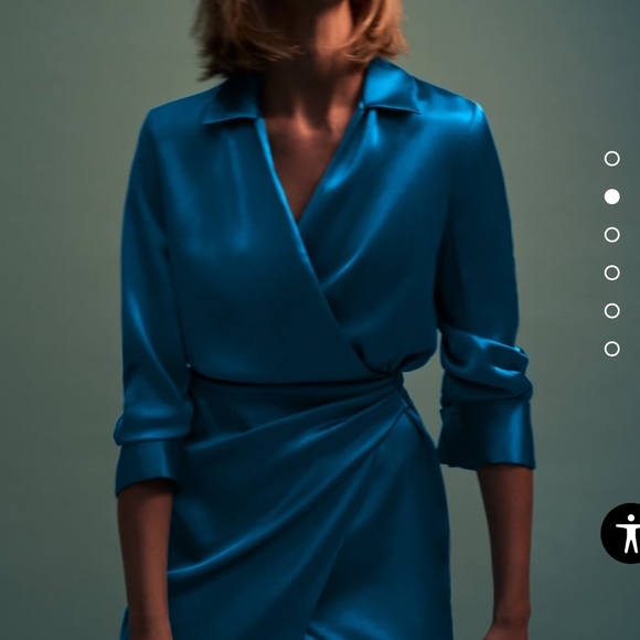 Zara blue satin wrap mini dress - Picture 2 of 11
